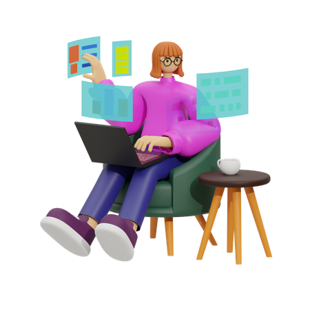 Work Smarter,The Benefits of Sofa-Based Work  3D Icon