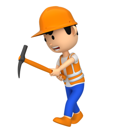 Worker Digging  3D Illustration