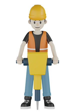 Worker Drilling  3D Icon