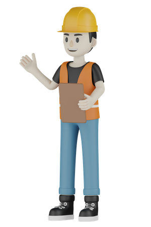 Worker Explaining  3D Icon