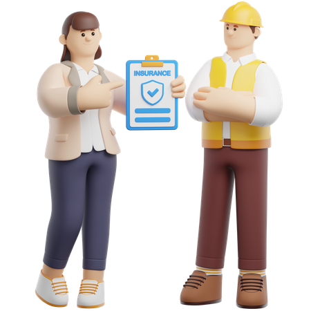 Worker Get an Insurance  3D Illustration