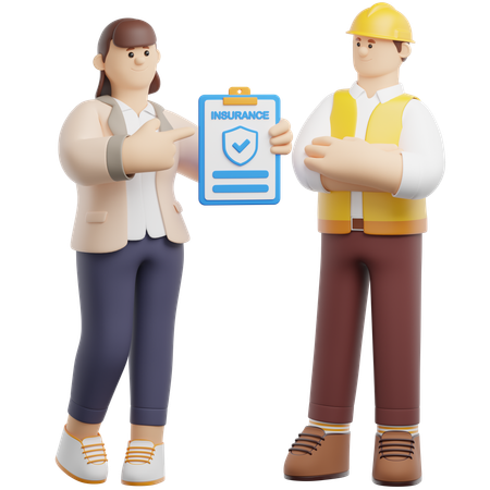 Worker Get an Insurance  3D Illustration