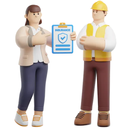 Worker Get an Insurance  3D Illustration