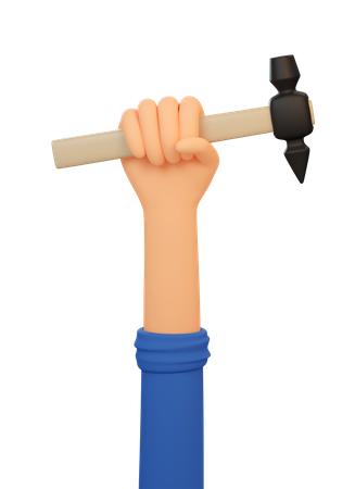 Worker Hand Holds Hammer  3D Illustration