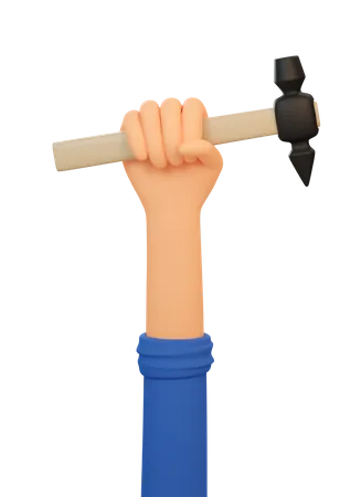 Worker Hand Holds Hammer  3D Illustration