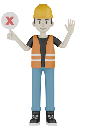 Worker Holding Board  3D Icon