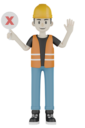 Worker Holding Board  3D Illustration