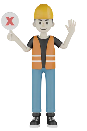 Worker Holding Board  3D Illustration