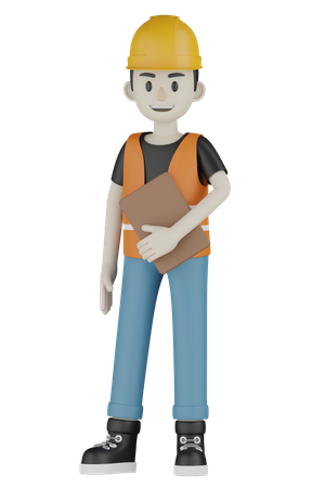 Worker Holding File  3D Icon