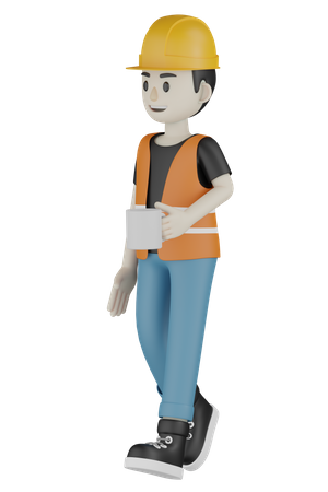 Worker Holding Mug  3D Illustration