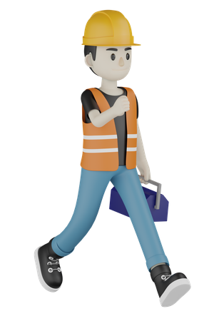 Worker Holding Repair Kit  3D Icon