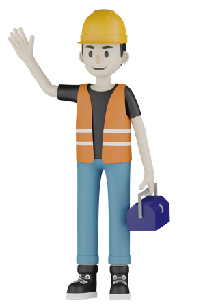 Worker Holding Repair Kit  3D Icon