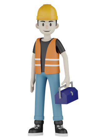 Worker Holding Repair Kit  3D Icon