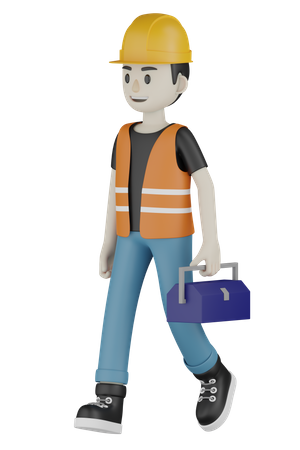 Worker Holding Repair Kit  3D Illustration