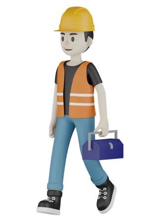 Worker Holding Repair Kit  3D Illustration