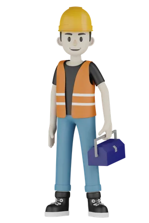 Worker Holding Repair Kit  3D Illustration