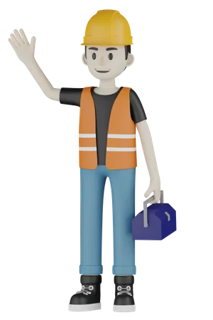 Worker Holding Repair Kit  3D Illustration