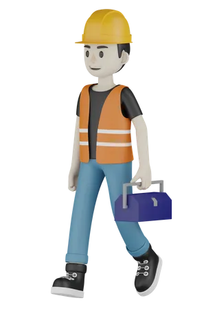 Worker Holding Repair Kit 3D Illustration