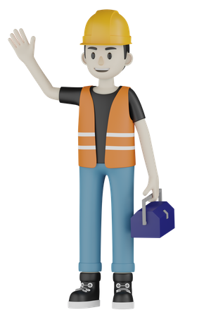 Worker Holding Repair Kit  3D Illustration