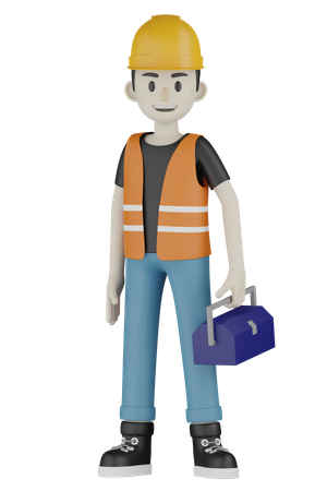 Worker Holding Repair Kit  3D Illustration