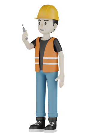 Worker Holding Repair Tool  3D Illustration