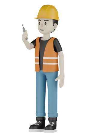 Worker Holding Repair Tool 3D Illustration