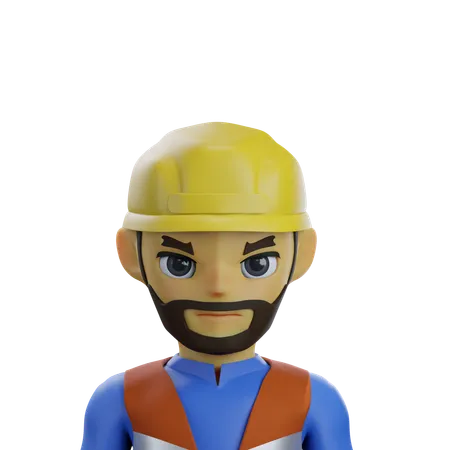Worker man is wearing helmet  3D Icon