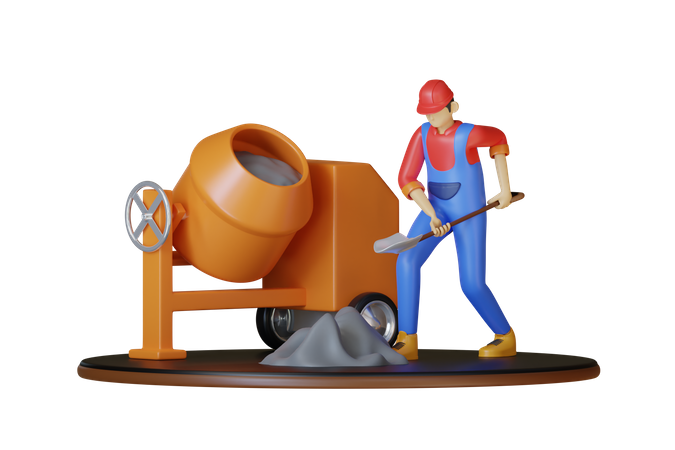 Worker with shovel  3D Icon