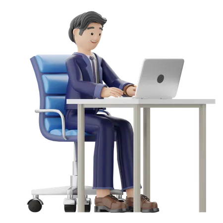 Working Businessman 3D Illustration