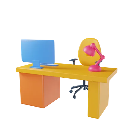 Working Desk  3D Illustration