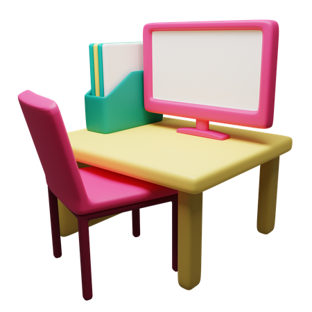 Working Desk  3D Illustration