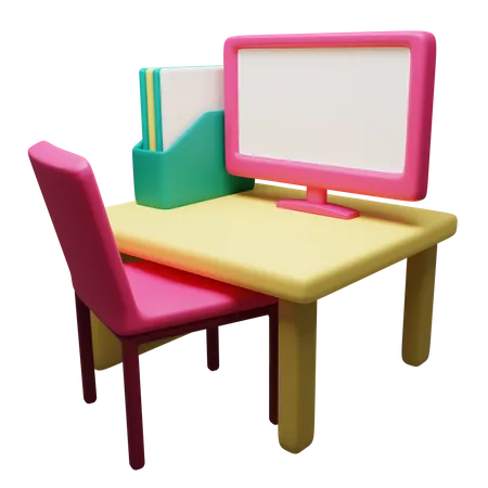 Working Desk  3D Illustration