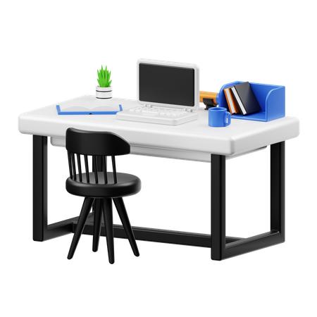 Working Desk 3D Illustration