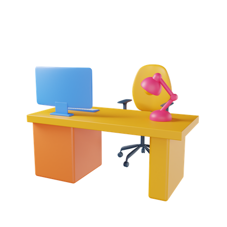 Working Desk 3D Illustration