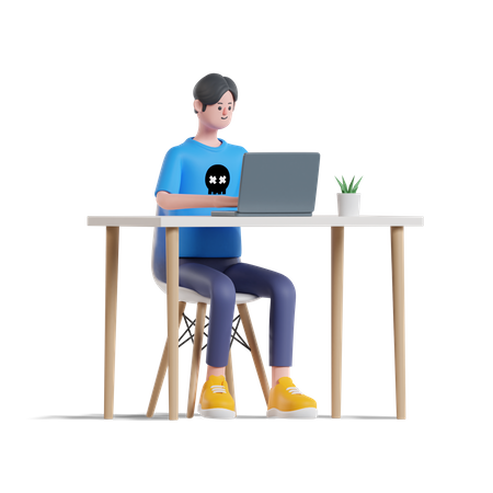 Working Employee  3D Illustration