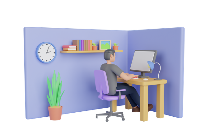 Working From Home  3D Illustration