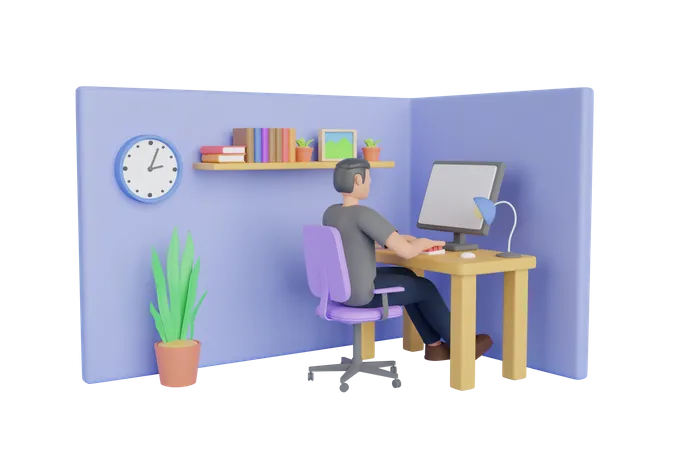 Working From Home  3D Illustration