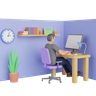working from home 3d illustration