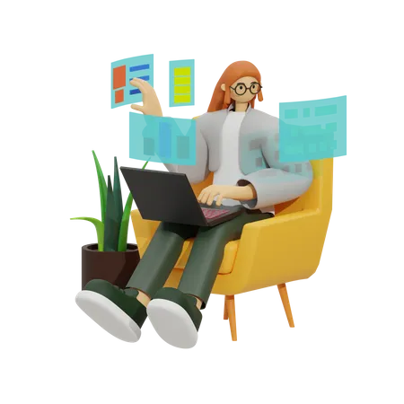 Working from Home, The New Normal  3D Illustration