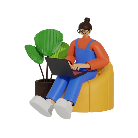 Working from Home, The New Normal  3D Illustration