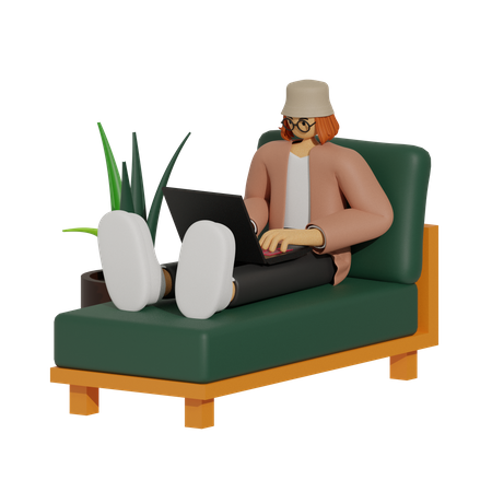 Working from Home, The New Normal  3D Illustration