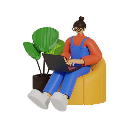 Working from Home, The New Normal 3D Illustration