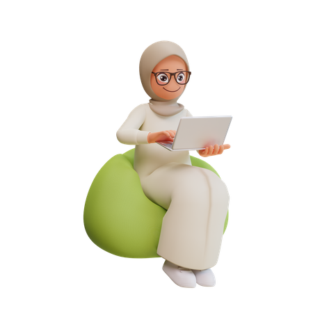 Working Muslim Woman  3D Illustration