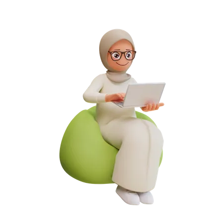 Working Muslim Woman  3D Illustration