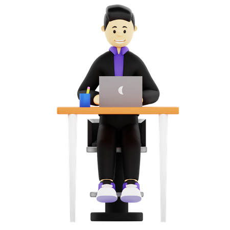 Working on laptop  3D Icon