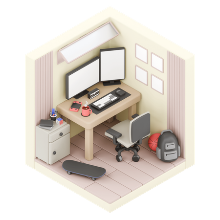 Working room  3D Illustration