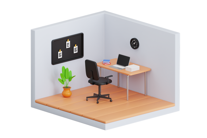 Working Space  3D Illustration