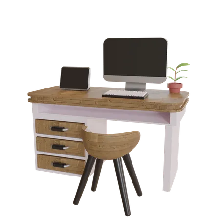 Working Table  3D Illustration