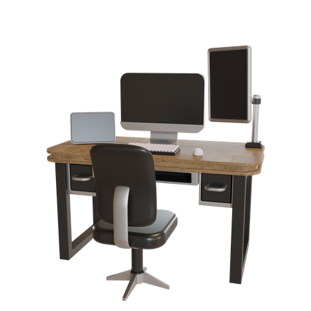 Working Table 3D Illustration
