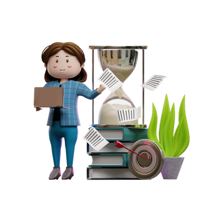 Working Woman Have Deadline  3D Icon